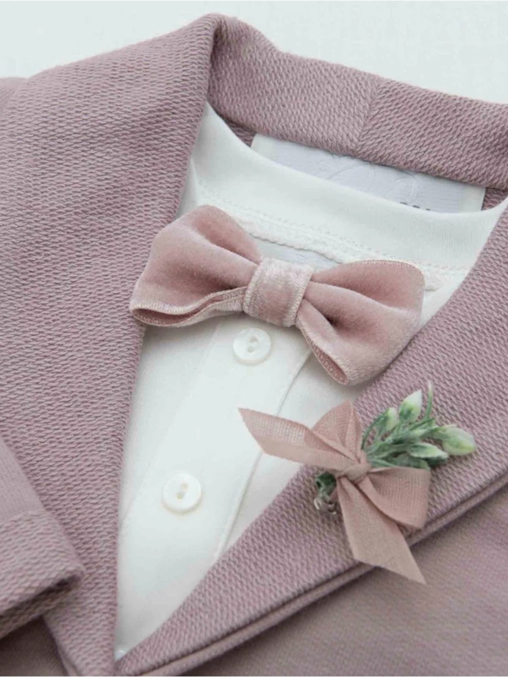 Baby Beau and Belle: Ezra Mauve Velvet Bow Tie & Boutonniere